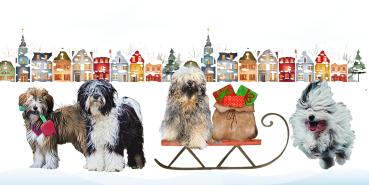Preview: Windlicht „Christmas Village – Tibetan Terrier Joy“